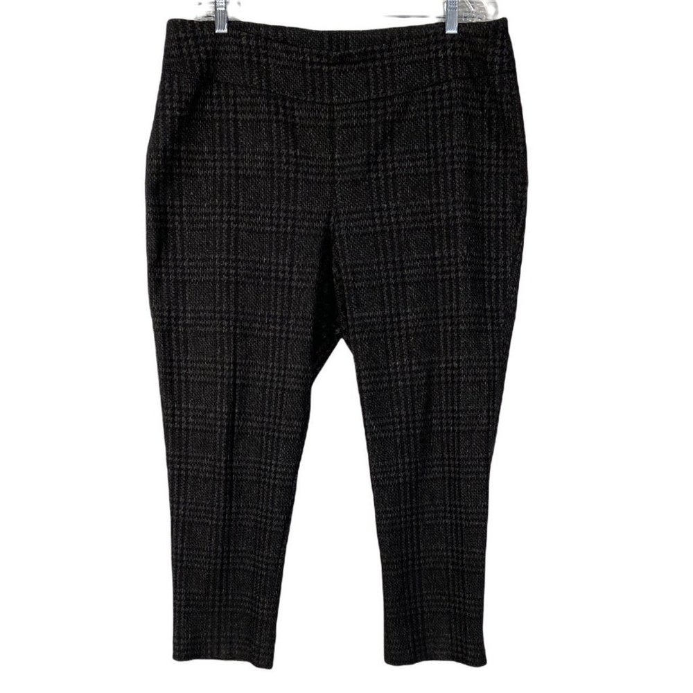 Meera Lane 18W Dress Pants Black Gray Houndstooth Plaid‎ Side Ankle Slits Career